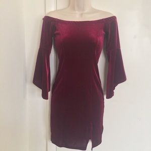 burgundy velvet bodycon dress